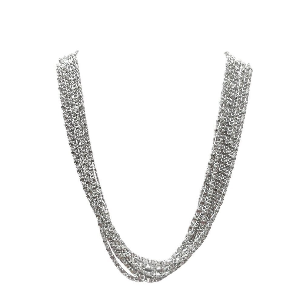 Vintage Sarah Coventry Multi Strand Silver Tone Chain Necklace 16 in
